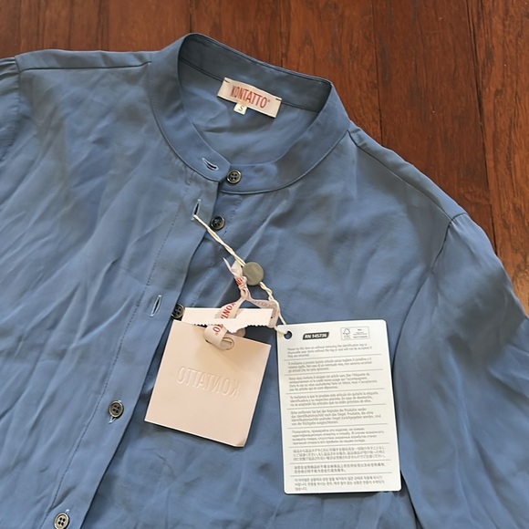 Kontatto Made In Italy NWT Blue Button Down Dress Knee Length Size S - Picture 6 of 8